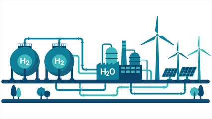 Naklejka premium Green Hydrogen Production From Renewables to Storage.