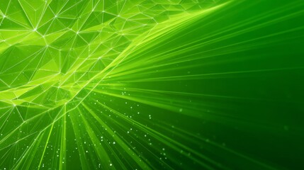 Obraz premium Vibrant green light and patterns create an abstract design with geometric shapes and lines in a digital space