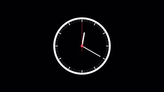 Modern Time Tracking Clock Animation, Vector UI Icon with Moving Hands and Alpha Transparency