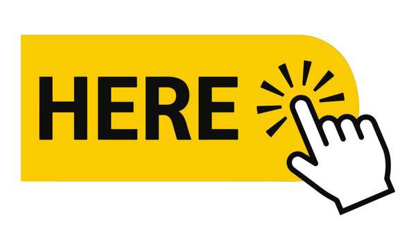 Click Here Yellow Button with Hand Cursor Icon Interface