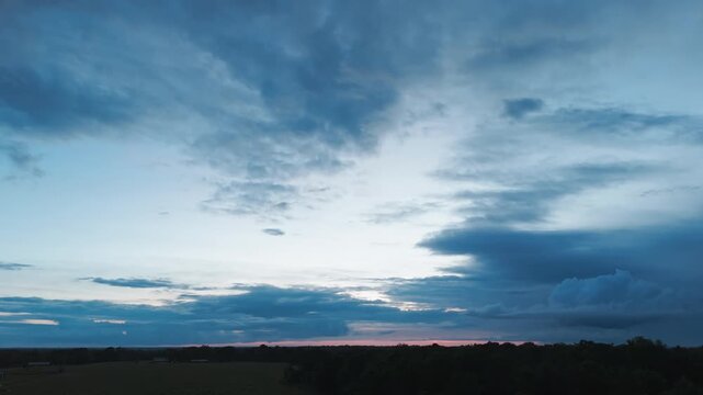 Aerial Reveals Cornerstone Baptist Church At Dusk In Gentry, Arkansas, United States.