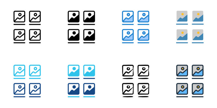 Storyboard icons set multiple style collection. Editable stroke 
