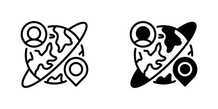 Global Recruitment Vector Line Icon for Human Resources and Recruitment