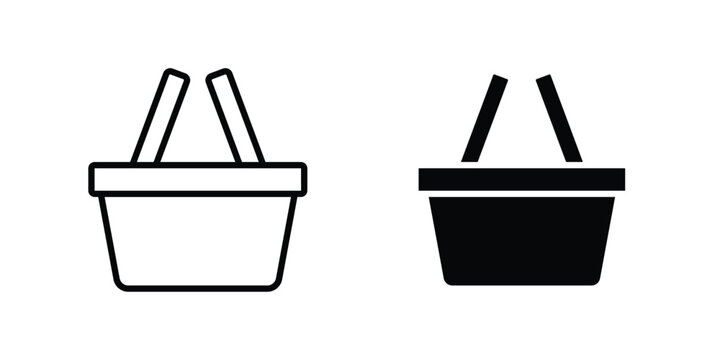 Picnic basket icon series in black
