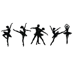 Obraz premium vector style flat Elegant Ballet Dancer Silhouette