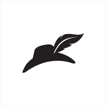 Robin Hood Hat Icon on white background or silhouette vector 