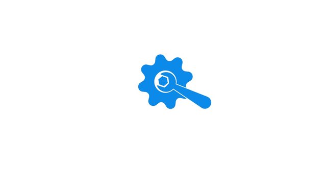 Animated settings line icons. Spinning gear animation. Interface elements