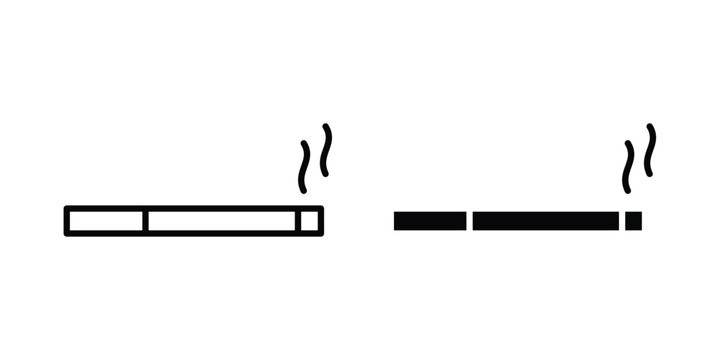 Smoking cigarette icon series in black