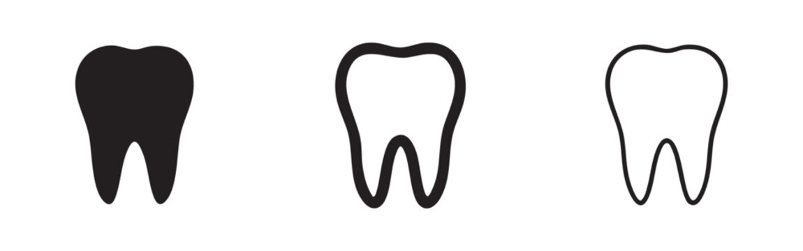 Molar Tooth Icon Set for Dental Care and Oral Hygiene