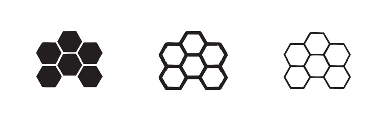 Obraz premium Honeycomb Hexagon Grid Icon - Organic Bee Cells Pattern Symbol