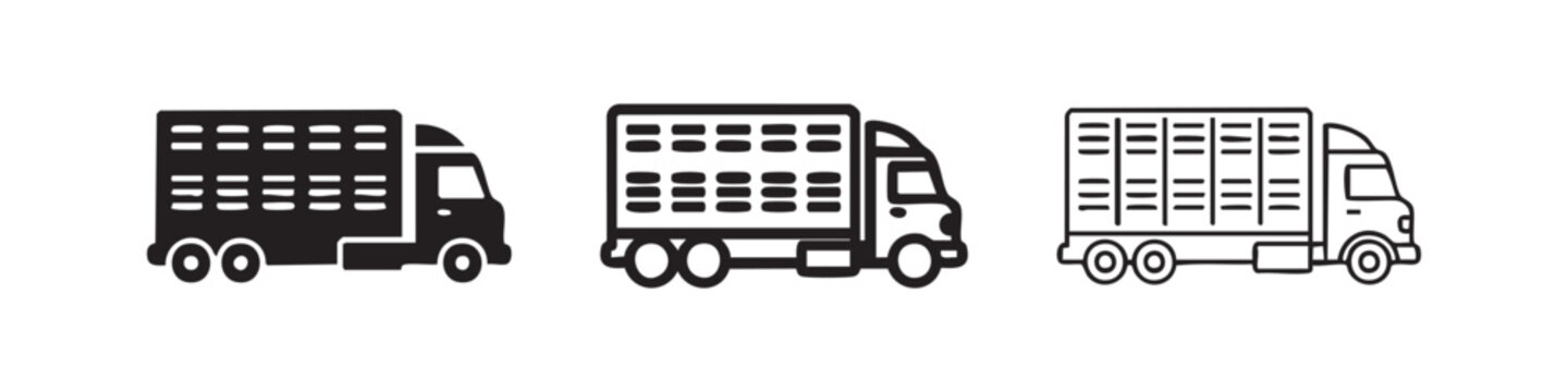 Livestock Transport Truck Icons for Animal Logistics