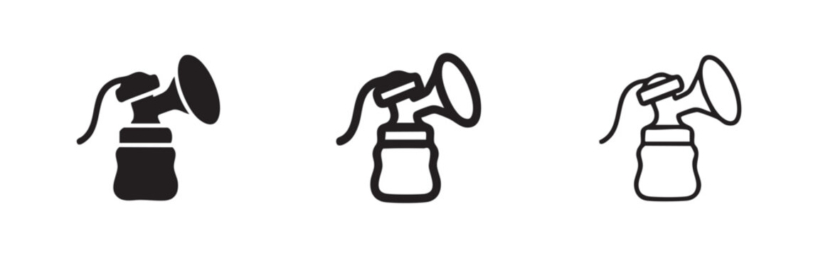 Breast Pump Icon Set - Maternal Health and Lactation Symbols