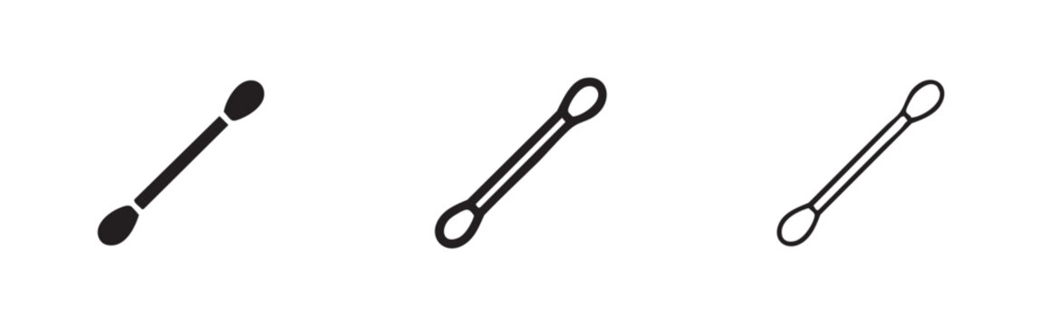 Cotton Swab or Q-tip Icons for Personal Care and Medical Use