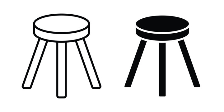 Three legged stool icon series in black