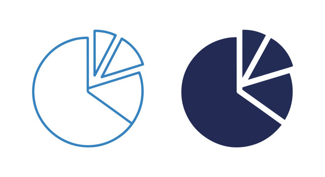 Data analysis pie chart icon set - Line and glyph solid icon and logo template - Clipart, sticker - icon set