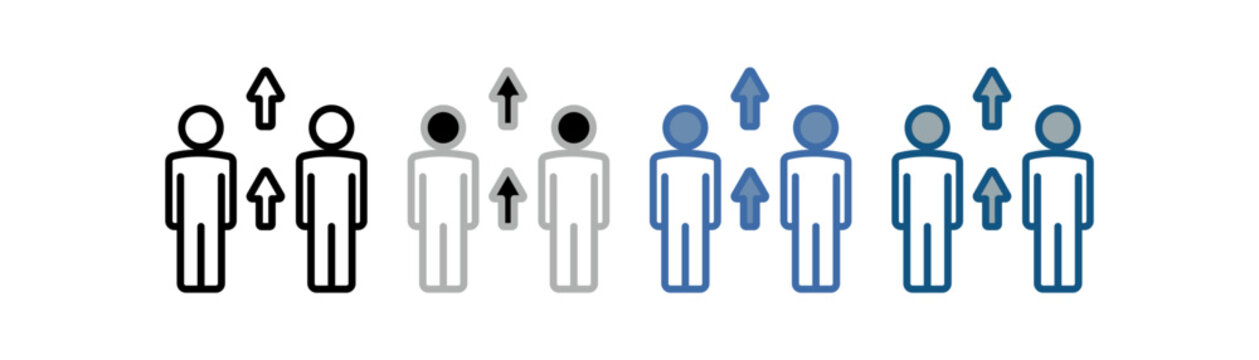 
Humanities icon set multiple style collection with design of two people and two up arrows