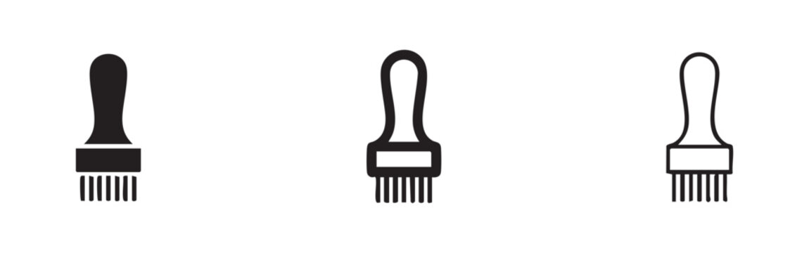 Set of basting brush icons in glyph, line, and hand-drawn styles. Kitchen utensil symbol illustration.