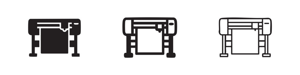 Fototapeta na wymiar Large Format Printer Icon Set - Plotter Device Symbol in Different Styles