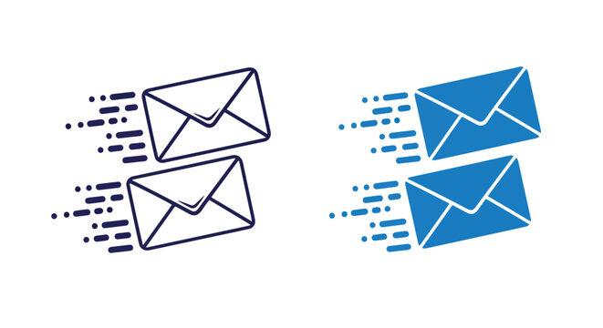 Flying envelopes express delivery icon - Editable line icons. Vector illustration - Glyph and solid icon set - Icon vector
