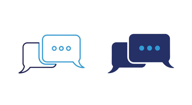 Chat bubble notification flat icon set - Line and glyph solid icon and logo template - Clipart, sticker - icon set