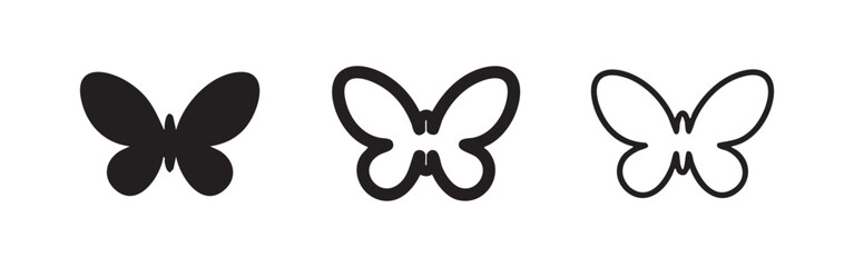 Butterfly icon set, solid fill and outline versions © liubomir118809