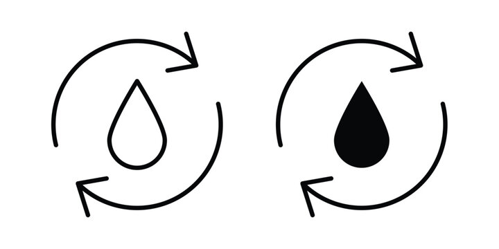 Water recycling icon series in black