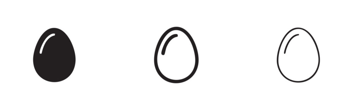 Egg icon collection, solid and outline variations