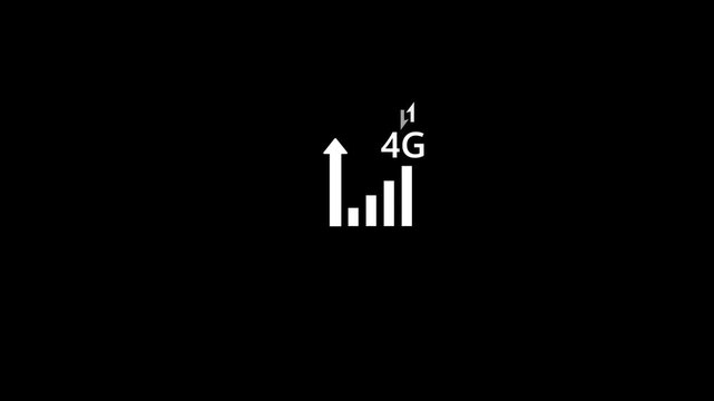 4G mobile signal animation isolated on black background