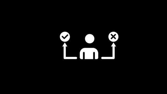 man thinking right or wrong icon concept animation
