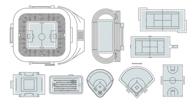 Collection of Sports Field Diagrams and Layouts.