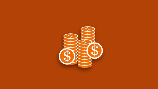 Icon of stacks of coins grow. Alpha matte. Can be used for financial infographic