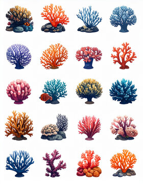 Colorful coral reef illustrations