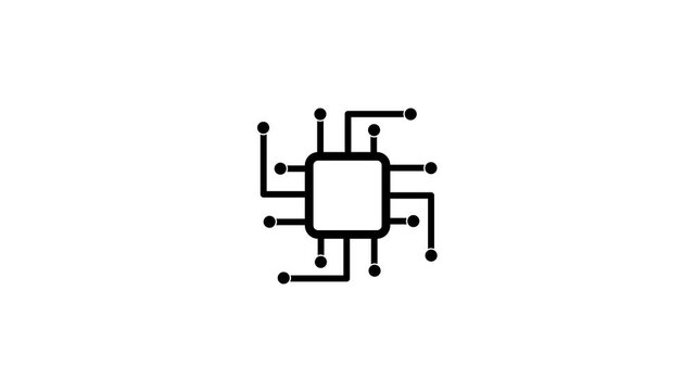 Computer processor with microcircuits CPU icon isolated on white background