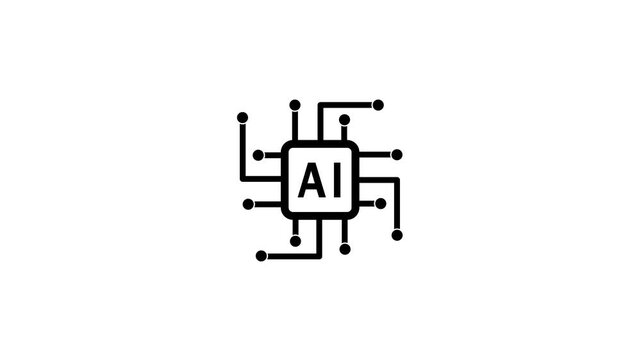 Computer processor with microcircuits CPU icon isolated on white background