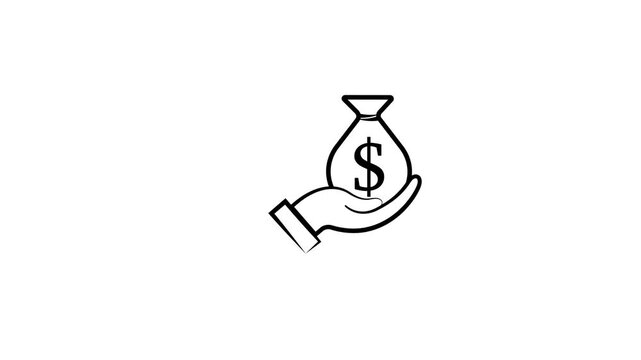 Dollar money bag dropping on the hand concept