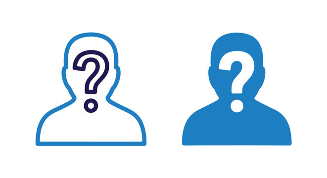 Unknown user profile icon set graphic - logo icons vector set. Blue, Black and white icons