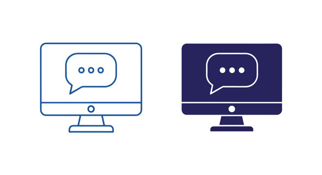 Computer message chat icon set design - Minimalist, flat icon, outline, glyph, linear, clipart, sticker - icon set