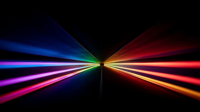 Colorful Laser Light Rays on Black Background