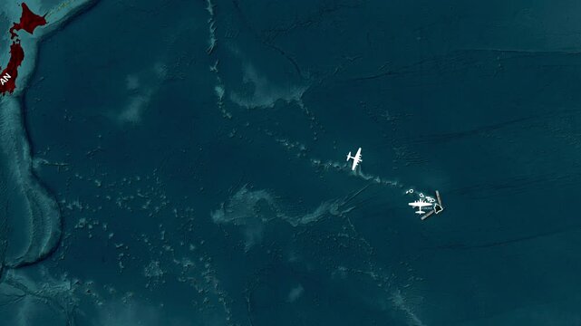 Animated map showing the World War II Pearl Harbor attack near Hawaii