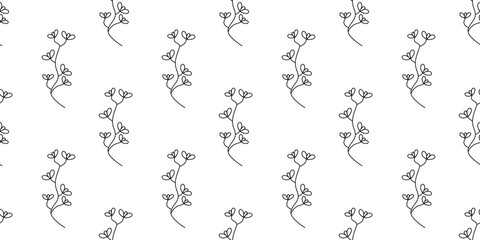 Fototapeta premium Seamless Pattern. Outline Line Art Flower. Vector flat illustration.