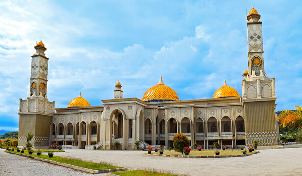 Baitul ghafur grand mosque with blue sky, Aceh indonesia