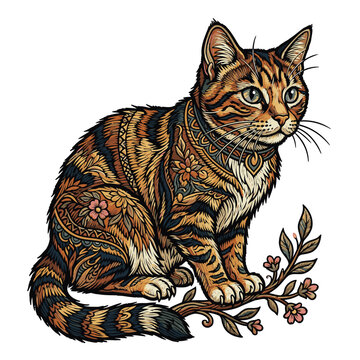 cat embroidery vector image