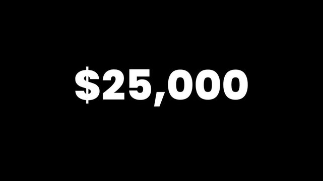 25000 Dollars Number Counter Animation