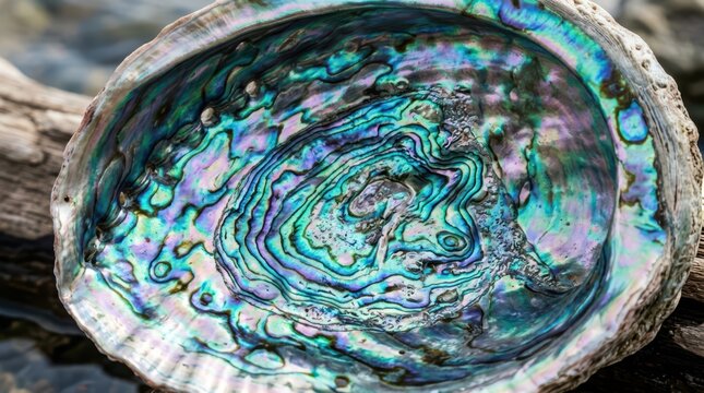 Abalone Shell Iridescent with Pearl Swirling Pattern