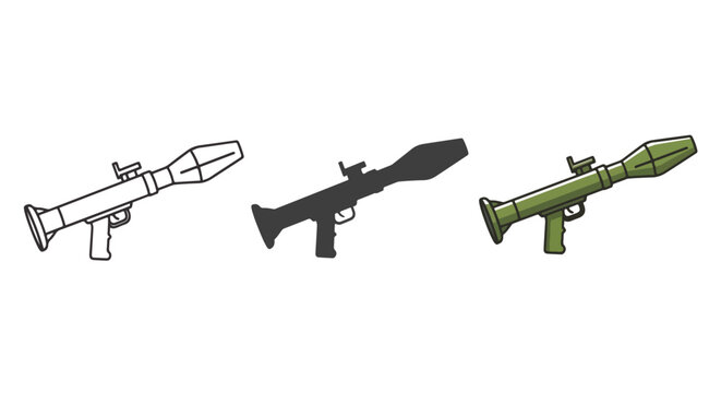 Rocket propelled grenade launcher icon - Editable line icons. Vector illustration - Glyph and solid icon set - Icon vector