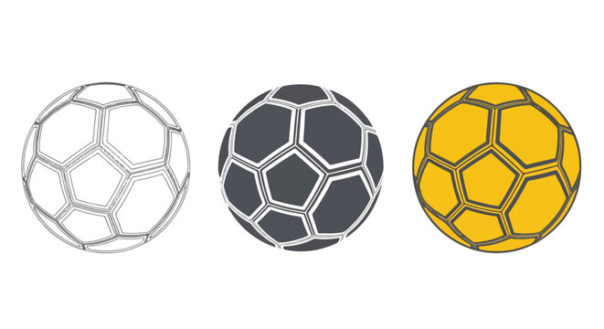 Classic soccer ball in three style modes - Glyph solid icon - Editable modern style icon - Clipart, sticker - icon set - Clipart