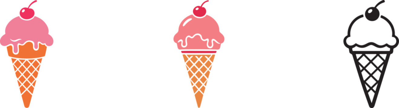 Ice cream cone icon vector isolated white background EPS file
