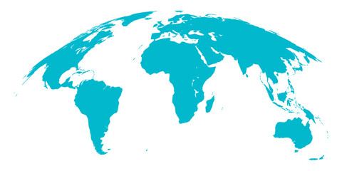 Curved world map silhouette blue half Earth globe, worldwide business geography international connectivity travel continents modern vector infographic design © Alamin by vision 2