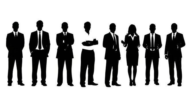 Diverse Group of Business People Silhouettes Standing Together.