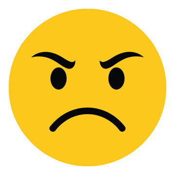 Angry face emoticon with frowning mouth and furrowed eyebrows expression icon